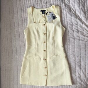 Butter Yellow Button-Front Mini Dress